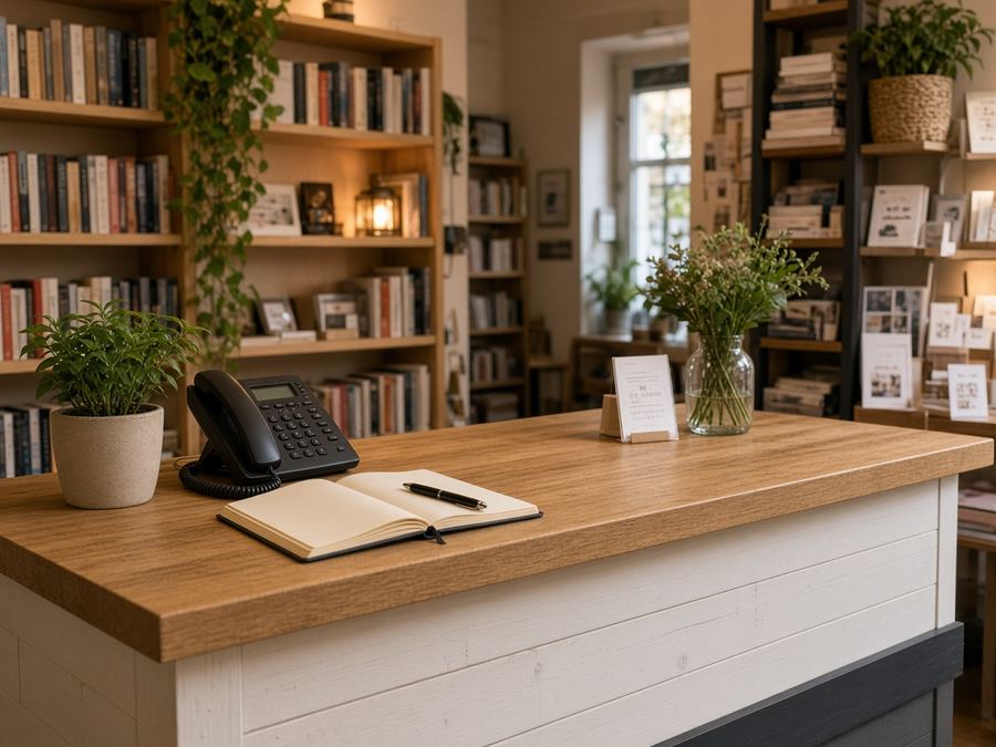 Contact desk at Books Steadypeak in Bratislava